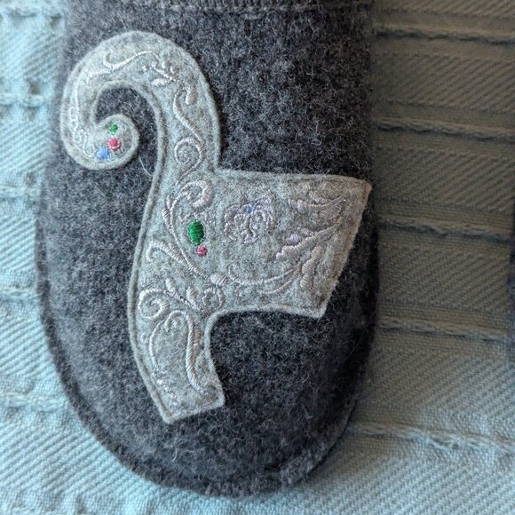 Haflinger Wood Slippers - "Kitty" - Gray - European 39 = US size 8.5 NWOT - Picture 3 of 5
